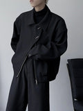 AIDASE  -  Casual Loose Short Black Collar Jacket for Men Stylish Simple Korean Version Versatile Top Outerwear Fashionable Personality aidase-shop