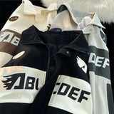 American Vintage Racing Jacket Men Cycling Lapel Jacket Women BF Letter Varsity Coat Oversize High Street Vibe Baseball Uniform aidase-shop