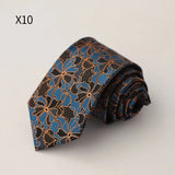 AIDASE  -  New Trendy Men's Silk Ties Jacquard Dot Floral Necktie 8cm Brown Green Neck Tie Daily Wear Shirt Suit Cravat Wedding Groom Gift aidase-shop