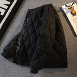 AIDASE  -  Fashionable Men's Winter Cotton Jacket Diamond Patterned Warm Casual Baseball Style Coat Stylish Retro Japanese Trend aidase-shop