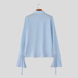 AIDASE  -  Men Shirt See Through Mesh Lapel Flare Long Sleeve Men Clothing Sexy Fashion Casual Party Casual Camisetas S-3XL aidase-shop