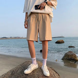 AIDASE  -  Casual Summer Lightweight Men's Beach Shorts Business Trousers Thin Style Five-piece Pants Straight Leg Loose Fit Suit Pants aidase-shop