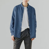 AIDASE  -  Basic Denim Shirt Coats Long Sleeve Men Youth Spring Koreon Casual Solid Safari Style Pocket Lapel High Street All-match Jackets aidase-shop
