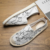 AIDASE  -  Fashion Print Canvas Shoes New Classic White Men's Fisherman Loafers Man Flats Espadrilles Breathable Male Summer Footwear aidase-shop