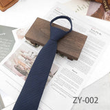 AIDASE  -  8cm British Style Casual Brown Khaki Plaid Clip Ties For Men Adult Polyester Wool Solid Gray Necktie Business Free Knot Lazy Tie aidase-shop