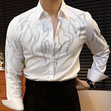 Aidase High Quality Luxury Rhinestones Shirt For Men Trend Fashion Versatile Hot Diamond Flash Fire Drilling Shirt Camisas De Hombre aidase-shop