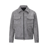 Aidase Vintage Suede Jacket Men Autumn Winter Loose Crock Jackets Zipper Lapel Casual Multi Pocket Bomber Short Jacket for Men aidase-shop