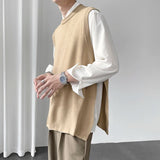 Aidase Korean Sweater Vest Men Slim Fit Fashion Solid Color Casual O-neck Knitted Pullover Men Knitting Sweaters Mens Jumper Clothes aidase-shop