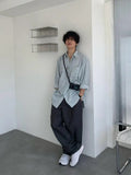 AIDASE  -  Unisex Casual Striped Relaxed-Fit Long Sleeve Shirt in Soft Sage, Classic Blue & Timeless Charcoal aidase-shop