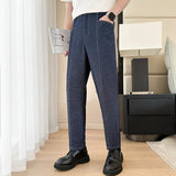 AIDASE  -  Imitate Denim Pant Men Streetwear Fashion Vintage Casual Open Line Vintage Ankle-length Pants Male Trousers aidase-shop