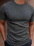 AIDASE  -  Flannel Fleece Solid Color Slim Fit T Shirts Men Casual O Neck Short Sleeve Tee Shirt Spring Summer Fashion Mens Pullovers aidase-shop