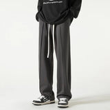 AIDASE  -  Spring and Autumn Men's Solid High Waist Elastic Loose Classic Wide Leg Pants Fashion Casual Commuter All-match Trousers aidase-shop