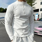 AIDASE  -  Casual Sports Men's Spring and Autumn New Splicing O-Neck Zipper Fashion Solid Color Slim Fit Versatile Long Sleeve Top aidase-shop