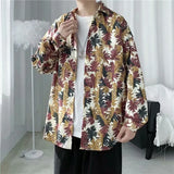 2023 Men's Clothing Turn-down Collar Handsome Long Sleeve Button Spring Summer Thin Man Printing Loose Streetwear Casual Korean Maytrends
