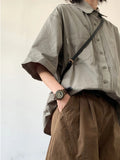 AIDASE  -  Retro ey Brown ort Sve irt ex Summer Loose Fit College Sle Coat Jaet for Men And Women aidase-shop