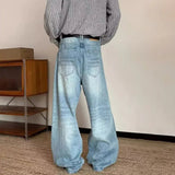 AIDASE  -  New Men's Vintage Washed Side Stripe Jeans Y2K Streetwear Patchwork Design Baggy Denim Pants Casual Punk Straight Jean aidase-shop