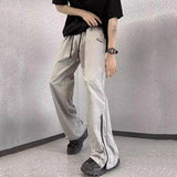 AIDASE  -  High Street Men's Casual Trousers Zipper Split Decoration Thin Cool American Straight Leg Loose Men Sports Pants aidase-shop