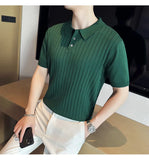 Aidase New Trendy Slim Fit Polo Shirt for Men with Half Sleeves, Fold-over Collar, Ideal for Golf and Summer Casual Wear in Green aidase-shop