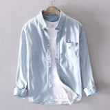 AIDASE  -  Cotton Spring Autumn New Long Sleeve Denim Shirts for Men Fashion Casual Classic Shirt Jacket High Street Men Clothing Tops aidase-shop