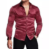 AIDASE  -  Glossy Long Sleeve Men's Shirt 70s Disco Style Casual Autumn Wear Comfortable Chinese Brand Fashionable Top for Men aidase-shop