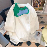 AIDASE  -  Oversized Loose 100% Cotton T Shirt  For Men Patchwork O Neck Short Sleeve Tee Top Streetwear Summer Fashion Casual T-Shirts Fat aidase-shop