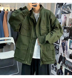 AIDASE  -  Hong Kong Style Retro Trendy Brand Men Spring and Autumn Multi-pocket Loose Versatile Trendy Functional Style Baseball Jacket aidase-shop