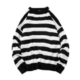 AIDASE  -  Classic Vintage Striped Sweater Men's Casual Japanese Trendy Red White Pullover Loose Round Neck Couple's Jumper Street Kintwear aidase-shop