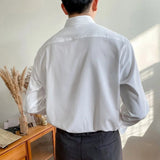 AIDASE  -  Summer New Men's Solid Color Pleated Splicing Long Sleeve Shirt Retro Luxury Elegant Fashion Trend Loose Casual Men's Tops aidase-shop