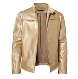 AIDASE  -  Men's Men's Leather Jacket Male Teen Stand-up Collar Punk Men's Locomotive Leather Jacket aidase-shop