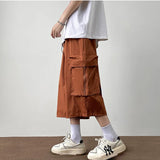 AIDASE  -  Japanese Fashion Multi-pocket Cargo Shorts Men Korean Style Trendy Summer Casual Loose Washed Straight Cropped Pants Aesthetic aidase-shop