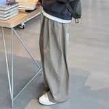 AIDASE  -  Folded Casual Pants Work Trousers Khaki Loose Long Pants Simple Match for Men And Women Spring Autumn Pure Color Leisure Pants aidase-shop