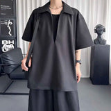 AIDASE  -  Fake Two-Piece Men's Tops Stylish short sleeve simple solid color male t-shirt summer new trend all-match menswear 21E6628 aidase-shop