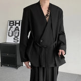 AIDASE  -  Spring Niche Suit Darkwear V-neck Chinese Men's Suit Jacket Solid Color Korea Fashion Male Tops