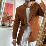 Aidase British Style Men Italian Linen Wide Collar Versatile Blazer Hombre Suit Chaqueta Hombre Prom Blazer Men Blazer Vintage Burgundy aidase-shop