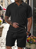 AIDASE  -  Summer New Men's Casual Sportswear Polo Shirt With A Lapel, Men's Short-sleeved Shirt And Shorts, Jacquard Texture Suit aidase-shop