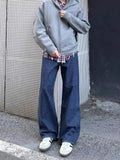 AIDASE  -  American High Street Vibe Basic Blue Jeans Men Loose Straight Leg Casual Retro Fit Jeans Long Pants Trendy Denim Trousers aidase-shop