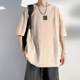 AIDASE  -  Summer Pattern Printing Solid Color T-shirt Trend Cotton Linen Round Neck Short-sleeved Loose Breathable Couple Models TEE aidase-shop