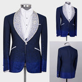 Aidase Fashion Men Wedding Suits Shawl Lapel Tuxedos Beads Pearls 2 Pcs  (Blazer+Pants) Custom Made Prom Evening Party Customized