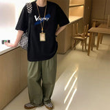 AIDASE  -  Fashion O-Neck Loose All-match Printed Letter T-Shirts Men Clothing Summer New Oversized Casual Tops England Tee Shirt aidase-shop