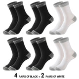AIDASE  -  6 Pairs/lot Men's Sports Socks Autumn Winter 100% Cotton Running Black Sports Hiking Socks Black White Gray Male Long Tube Socks aidase-shop