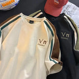 28.56Aidase Summer Hip Hop American Street Men and Women Trendy Personality Letter Round Neck Short Sleeve Couple Loose Casual T-shirt Top aidase-shop