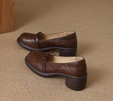 AIDASE  -  New Women Mary Jane Shoes Retro Round Toe Thick Platform Slip On Soft Leather Casual Loafers Comfort Flat Pumps aidase-shop