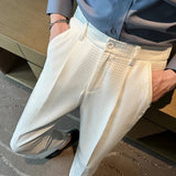 AIDASE  -  Trendy Casual Men's Pants Versatile Fashionable Ins New Model Youth Summer Artistic Trousers Checked Waist Breathable aidase-shop