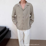 AIDASE  -  Spring Autumn New Fashion Men's Solid Color Turn-down Collar Long Sleeve Daily Simple Basic Knitted Shirts Coats Male Coats Tops aidase-shop