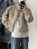 AIDASE  -  Niche Frayed Retro Denim Jacket High Street Workwear Jean Coats for Men Loose Short Casual Outwear Pink Trendy Men's Clothing aidase-shop
