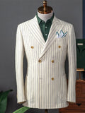 Aidase New Men's Suit One Piece Blazer Double Breasted Peaked Lapel Pinstripes Formal Tuxedo Work Wedding Groom Tailored Costume Homme aidase-shop