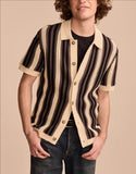 AIDASE  -  Summer Luxurious Business Casual Breathable Knitted Shirt High Quality Men Vintage Striped Crochet Knitting Shirt Men's T-shirt aidase-shop