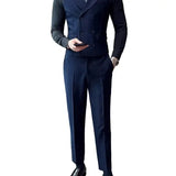 AIDASE  -  Spring Autumn Men's Double-breasted Suit Collar British Retro Business Casual Solid Color Slim Fashion Trendy Vest aidase-shop