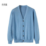 AIDASE  -  M-4XL Autumn Men's Knitted Cardigan Thin V-neck Basic Elastic Slim Fit Thin Sweater Solid Color Casual Versatile Coat aidase-shop