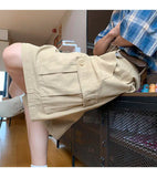 AIDASE  -  Summer Casual Men Cargo Shorts American Style Straight-leg Large Pocket Design Solid Color Male Pants Trend Loose aidase-shop